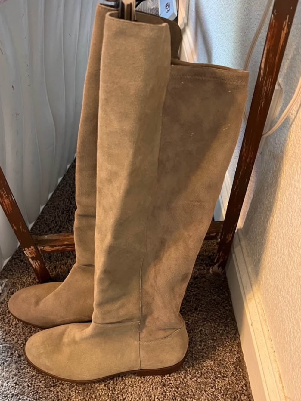 Sole Society Calypso Tan Taupe Suede Over The Knee OTK Boots - Size 10M